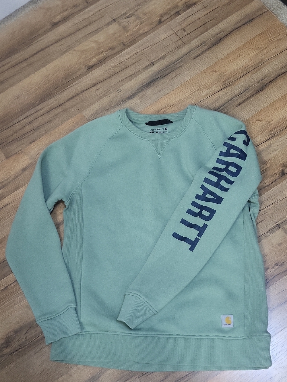 CARHARTT Green Relaxed Fit Modweight Graphic Sleeve Crewneck Sweatshirt